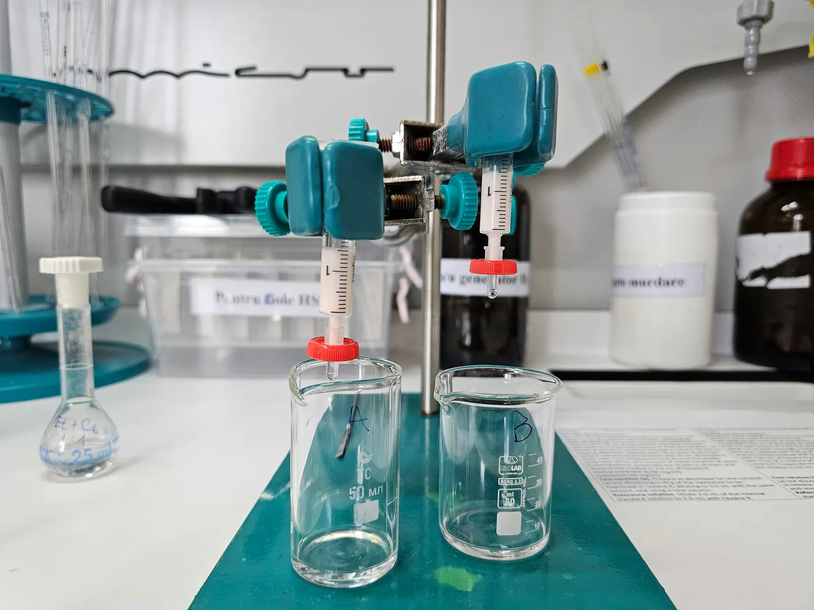 Laboratory samples being prepared for analysis